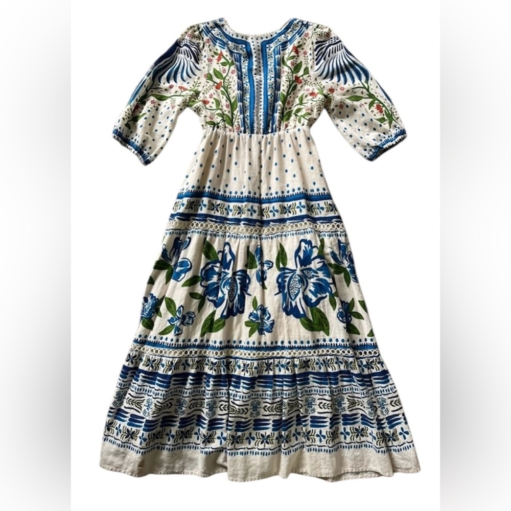 House of Harlow 1960 Floral Maxi Dress Bohemian V‎ Neck XS - Picture 2 of 6